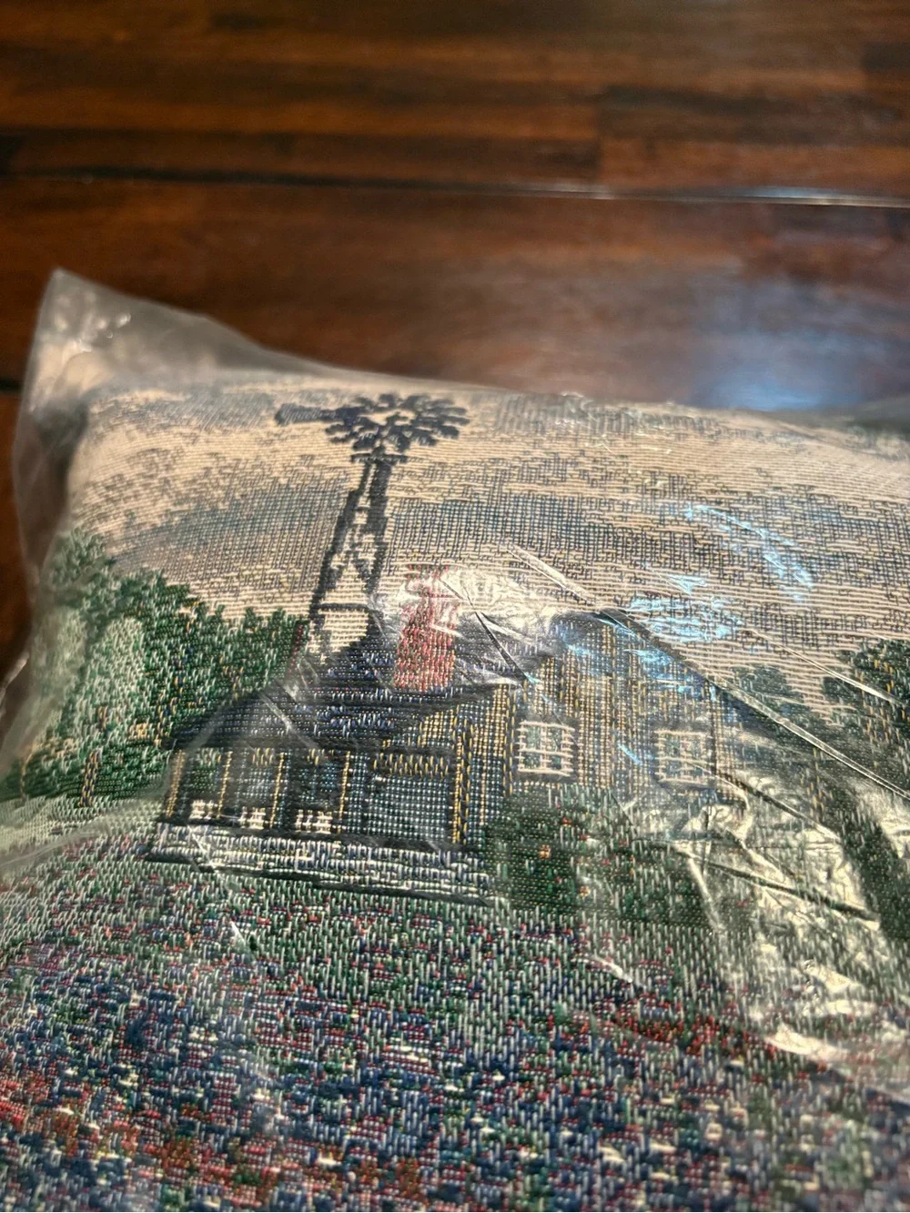 Tapestry Farmhouse Scenic Throw Pillow - Texas Bluebonnets 16x16